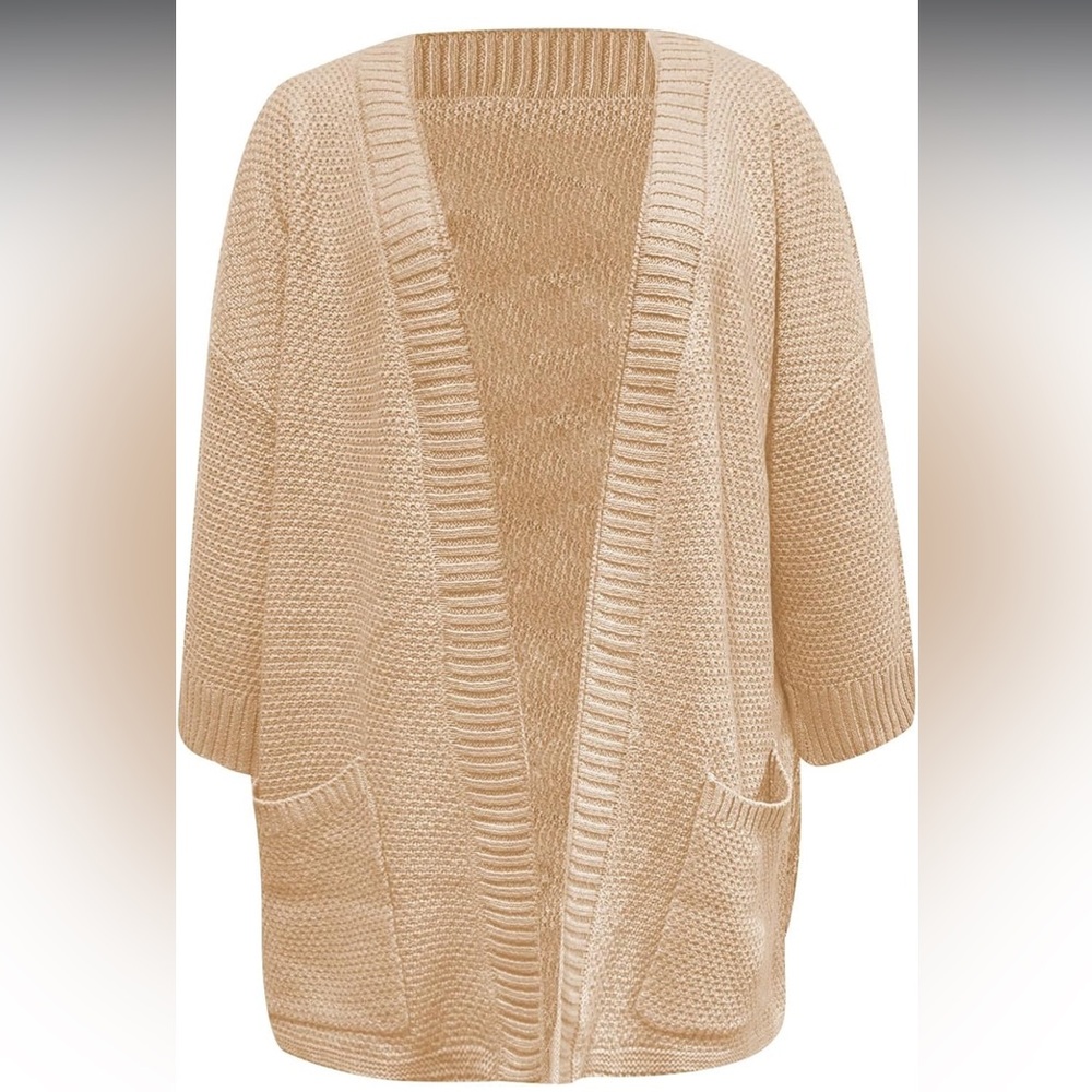 Cozy Beige Knit Cardigan Sweater